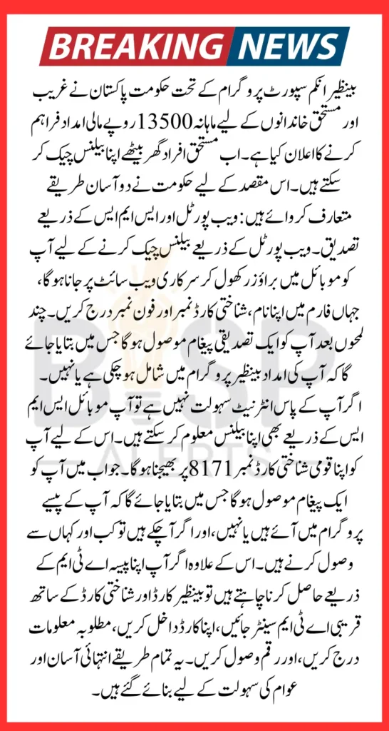 BISP 8171 Check Balance Online by CNIC Method Check Payment Latest Update