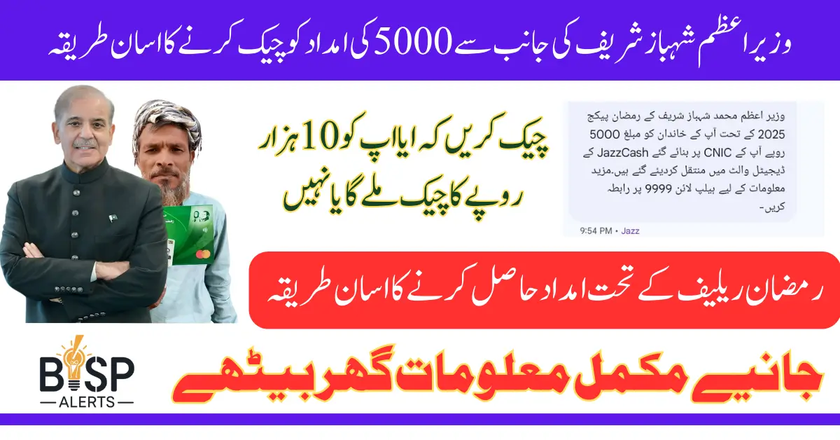 Shahbaz Sharif 5000 Check Ramzan Package Eligibility Through 9999 Web Portal 2025