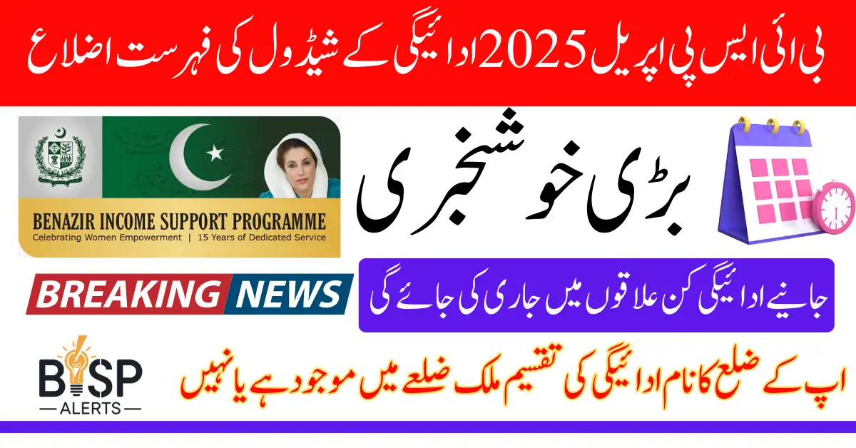 BISP April 2025 Payment Schedule Districts Check Name In List Know Complete Details