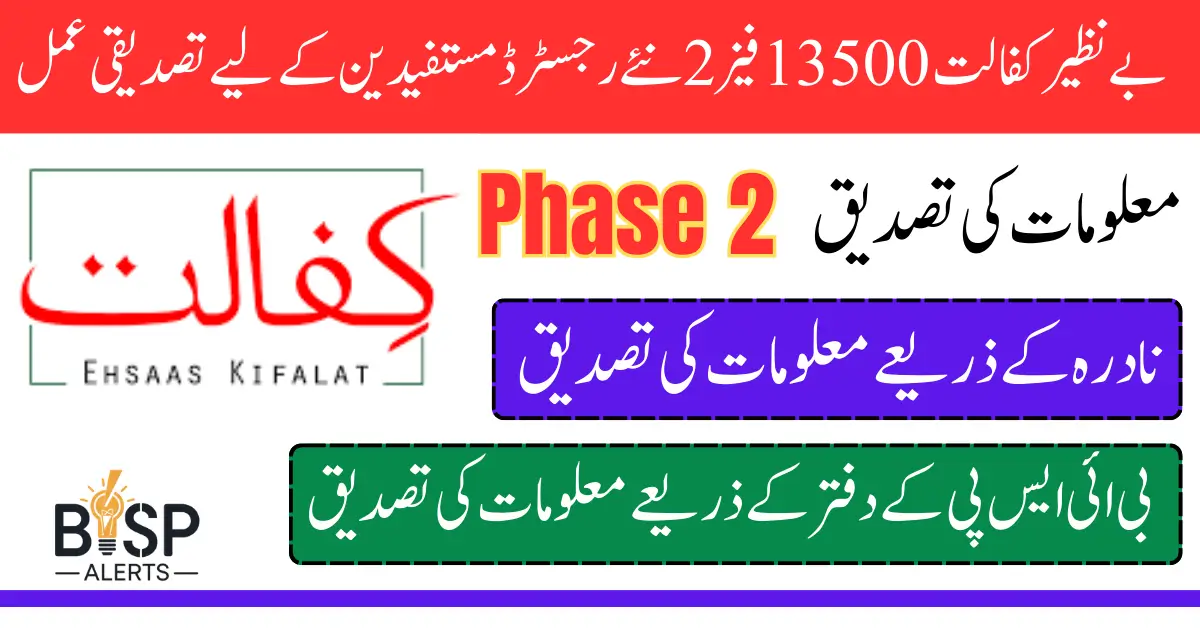 Benazir Kafalat 13500 Phase 2 Verification Guide for Newly Registered Beneficiaries