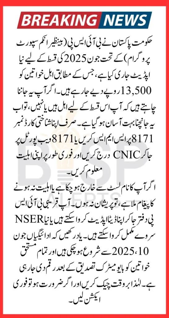 BISP 8171 Eligibility Check June 2025 Via Updated Portal Using CNIC Know Details 